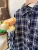 Camisa de Xadrez Retrô Jaqueta Feminina Outono 2025 Manga Longa Estilo Preguiçoso Masculino Camisa Cardigã Casual Top