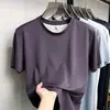 Camiseta Masculina de Linho e Seda Sem Costura de Manga Curta, Pacote com 80 Unidades, Novo Estilo Verão 2026, Gola Redonda, Cor Sólida, Camiseta Masculina com Toque Fresco