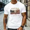 Camiseta Estampada con Cabeza de Toro de Texas Letra T Cuello Redondo Estilo Europeo y Americano