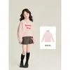 Blusa Amybaby para Meninas Outono 2024 Nova Cor Sólida Joker Gola Alta Pequena Camiseta Básica de Manga Longa