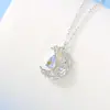 Colar Lua Flutuante feminino liga de metal Diamante incrustado esmalte colorido que muda de cor moda simples versátil corrente de clavícula de lua não desbota