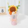 Girassol Rosa Flor de Tricô Buquê Criativo Barril de Abraço Buquê Tanabata Flor para Professor Buquê de Tricô Atacado