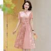 Vestido de Mãe de Meia-Idade Estilo Chinês Novo Verão Cobrindo a Barriga Novo Estilo Temperamento Mulheres de Meia-Idade e Idosas Verão Estilo Nacional Saia de Chiffon