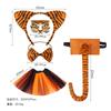 Faixa de cabelo de animal com orelha de tigre para performance de fronteira, faixa de cabeça de Halloween, três peças, desenho animado, fofo, doce, performance, vestido