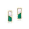 Brincos quadrados geométricos de malachite japoneses femininos S925 prata esterlina incrustados com brincos de concha branca moda presente atacado