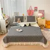 Conjunto de colcha de renda francesa de luxo, quatro peças, design A/B dupla face, colcha acolchoada espessa, fronha e capa de edredom, para cama de casa