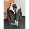 Chaqueta de Algodón con Piel Sintética de Visón Bicolor Retro Americana para Hombre, Estilo High Street de Invierno, Gruesa y Cálida, Abrigo Zuo Shan Diao