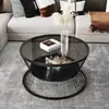 Mesa de centro moderna minimalista com tampo de vidro temperado, adequada para salas de estar pequenas, mesa lateral mini estilo creme