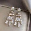 Pendientes de Perla Geométricos Irregulares Exagerados Estilo Barroco Aguja de Plata, Pendientes de Lujo Ligero de Gama Alta, Accesorios Únicos de Nicho para Orejas para Mujeres