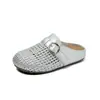2026 Nuevas Zapatillas Tejidas de Estilo Casual con Punta Cubierta para Mujer, Planas de Verano Antideslizantes Huecas Transpirables Cómodas Zapatos para Mujer