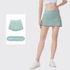 [En Stock] Falda de Tenis Ld con Tres Pliegues para Mujer, Falda Deportiva Plegada de Dos Piezas Falsas de Cintura Alta Anti-Exposición para Yoga Fitness