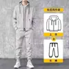 Conjunto de jaqueta leve para corrida masculina, moletom com capuz e calça de moletom masculinos para primavera/outono, conjunto de roupas esportivas de qualidade de exportação, conjunto de duas peças, estilo moderno