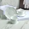 Lujo Ligero Sencillo Ratán Cuadros Grabado Plato para Comida Occidental Taza y Platillo Bol y Cuchara Plato de Sopa Vajilla Hogar Regalo de Inauguración Combinación de Vajilla