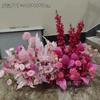 Orden de boda banquete de bodas flor artificial rosa roja floral decoración de boda tarjeta de bienvenida tablero KT flor falsa de boda flor de seda flor decorativa