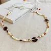 Corrente de Cintura Trançada com Corda e Contas Redondas Geométricas de Arroz Acrílicas Estilo Étnico Retro Cinto Moda Design de Nicho Acessório de Cintura