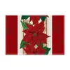 Mantel individual estampado con campanas de árbol de Navidad, mantel de lino a cuadros con rayas rojas, decoración de fiesta de Navidad, mantel aislante