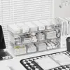 Caja de almacenamiento de cosméticos y mascarillas faciales para escritorio, acrílico transparente tipo cajón, organizador de almacenamiento multicapa apilable para cuidado de la piel