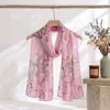 Lenço de Seda Georgette Leve 50*160 Lenço Longo Estampado Adequado para Todas as Estações Toque de Luxo Lenço de Gaze Lenço Decorativo de Seda