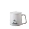 Taza de Oficina Ink Mountain Taza de Cerámica para Separar Té con Tapa Filtro Taza de Té Estilo Chino de Alta Gama Taza de Agua de Regalo