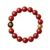 Pulseira de Cinábrio Crua com Areia de Cristal Translúcido, Roda das Doze Divindades Guardiãs do Zodíaco, Pulseira Unissex, Acessório do Ano de Nascimento