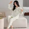Pijama de Algodón Nube Nuevo Otoño/Invierno 2026 para Mujeres Jóvenes, Manga Larga, Pantalón Largo, Estilo Casual Floral, Ropa de Casa, Se Puede Usar Afuera