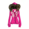 2026 Nueva Tendencia de Moda Urbana para Mujer Estilo Gótico Harajuku Sudadera con Cremallera y Cuello de Piel con Pedrería Sudadera Lulu