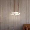 Lámpara de araña para dormitorio estilo crema, diseño minimalista francés, mármol artificial, forma circular creativa, adecuada para dormitorio principal y comedor, lámpara colgante protectora para los ojos 79H hierro