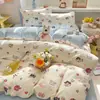 Juego de Ropa de Cama para Dormitorio de Estudiantes de Tres Piezas Algodón Lavable para las Cuatro Estaciones Funda Nórdica Funda de Almohada Dormitorio Dibujos Animados Juego de Cuatro Piezas