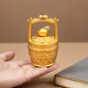 Un Cubo de Adornos Dorados para Atraer Riqueza, un Cubo de Riqueza y Tesoro, Sala de Estar, Estudio, Escritorio de Oficina, Adornos para Recaudar Riqueza