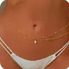 Cadena de Cintura Punk de Moda Transfronteriza Europea y Americana de Amazon, Cadena Corporal Elegante y Sencilla, Doble Capa Entrelazada Estilo Vacaciones Regalo