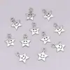 10 * 13 mm aleación de plata antigua colgante de estrella sonriente diy cadena de cola para collar de mascota colgante de estrella pequeña venta al por mayor