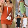 Conjunto de Top Tubo Irregular Tricotado com Saia Curta Novo Costas Nuas Sexy Saia Curta Saia de Quadril Duas Peças SU2935