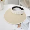 Nuevo Sombrero de Sol de Paja Abierto Estilo Coreano para Mujer, Sombrero de Sol de Ala Ancha con Protección UV para Verano, Sombrero de Sol para Exteriores