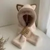 Chapéu e Cachecol Tudo-em-Um Feminino de Inverno Versátil Fofo de Pelúcia Cachecol com Capuz Quente Espesso Anticongelante e à Prova de Vento