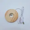 Carga Inalámbrica Madera Maciza Redonda 15cm Base Batería de Litio Interruptor Táctil Bola de Cristal Artesanía de Vidrio Adorno Luminoso