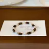 Pulseira de Pérola de Água Doce em Forma de Arroz, Pedra Olho de Tigre Mocha Quente de Inverno, Pulseira Estilosa Tendência Cor Café Nova Moda