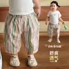 Pantalones Anchos de Rayas Coloridas Estilo Verano Nuevo para Niñas Pequeñas, Pantalones Rectos Frescos y Sueltos 62019