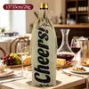 Saco de Juta com Cordão para Vinho com Estampa Cheers, Saco de Presente para Vinho Tinto, Saco de Armazenamento e Embalagem para Garrafa de Vinho em Festas de Casamento