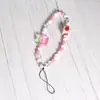 Cuerda para Teléfono Móvil Flor de Fresa DIY Cadena de Lanyard Hecha a Mano con Cuentas Joyería para Colgar Cuerda para Muñeca Accesorios de Joyería Cortos