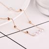 Collar de Acero Titanio Perla para Mujer Oro Rosa Joyería de Perlas Elegante Simple Gipsófila Nuevo Estilo para Novia