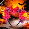 Tiara de Cabeça com Cabeça de Flor Artificial Exagerada para Halloween Adereço de Fantasia para Festa de Festival Headpiece de Noiva Fantasma