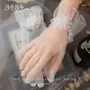 Guantes de Boda Novia Boda Europeo y Americano Vintage Boda Cortos Malla Manga Lisa Popular en Internet Vestido de Foto Guantes Cortos