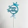 Inserto de Plástico para Pastel de Repostería Personalizado Tridimensional Transfronterizo Corona Infantil Decoración Feliz Cumpleaños Inserto Postre de Fiesta