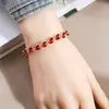 Pulsera de Corazón con Pedrería Estilo Europeo y Americano, Joyería de Hojas Coloridas de Moda con Pedrería, Diseño Versátil, Accesorios de Lujo Ligero al por Mayor