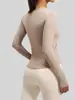 Top Deportivo Popular Transfronterizo para Yoga y Running de Manga Larga con Cuello en V y Pliegues Ajustables en la Cintura, Camiseta de Fitness y Yoga Ajustada Tridimensional para Mujer