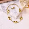 Nuevo Pulsera de Acero de Titanio con Forma de Nariz de Cerdo Tridimensional para Mujer, Pulsera Hueca de Moda con Letras Japonesas y Letras Dobles D, Fabricante