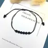 Pulsera de Ónice Negro Natural para Mujer Pareja Hombre Cuerda Negra Tejida Cuerda de Mano Collar de Cuentas de Transferencia de Ágata Regalo Simple Seguro
