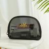 Bolsa de Maquillaje de Malla Estilo Coreano Bolsa de Lavar Semicircular Bolsa de Mano de Gran Capacidad Billetera Transparente de Malla para Monedas
