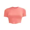 Roupa de Yoga Top Roupas Fitness Femininas Roupas de Treino de Pilates Esportiva ao Ar Livre Slim Fit Camiseta de Manga Curta Verão Novo