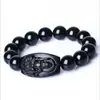 Pulseira de Buda de Obsidiana Imitação do Bodhisattva Manshu estilo étnico Pulseira de cristal de círculo único para homens coelho